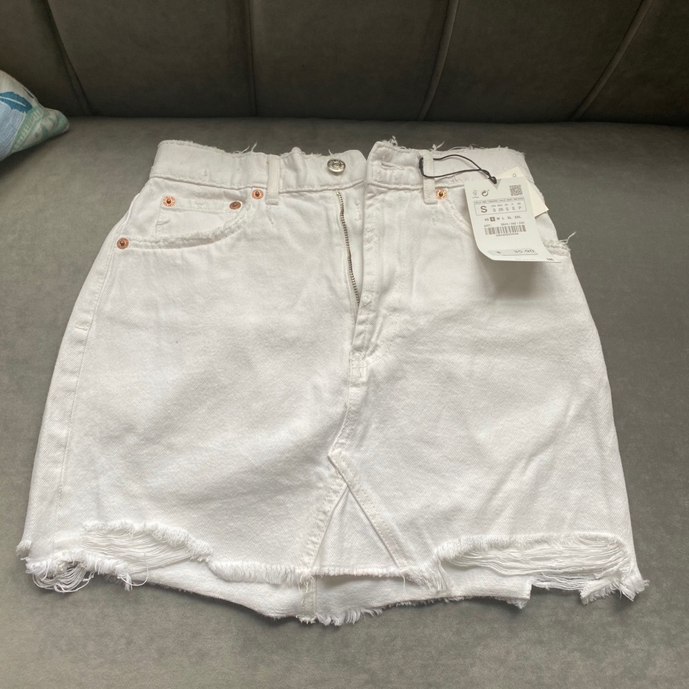 Zara White Jean Skirt